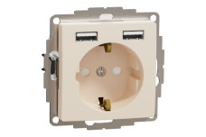 Розетка з заземленням + 2 USB тип А Бежевий Sedna Design (SDD112052)