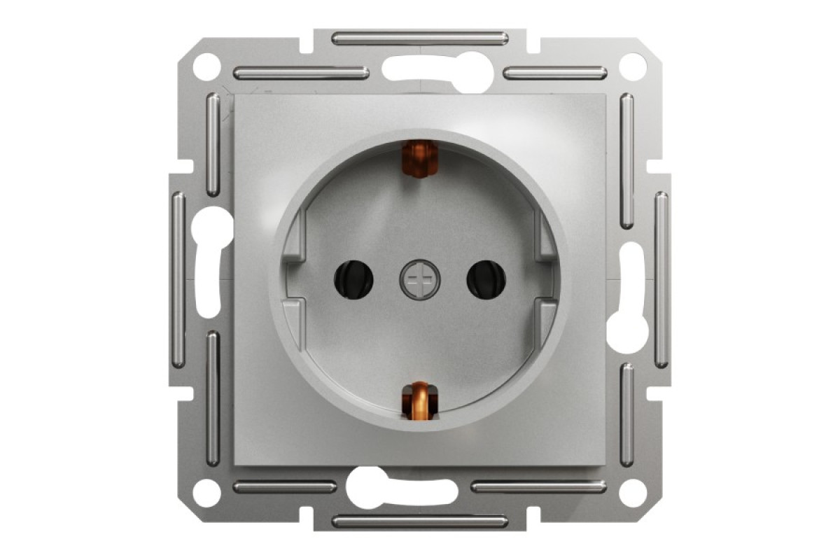 Розетка з заземленням Asfora Алюміній (EPH2900161)