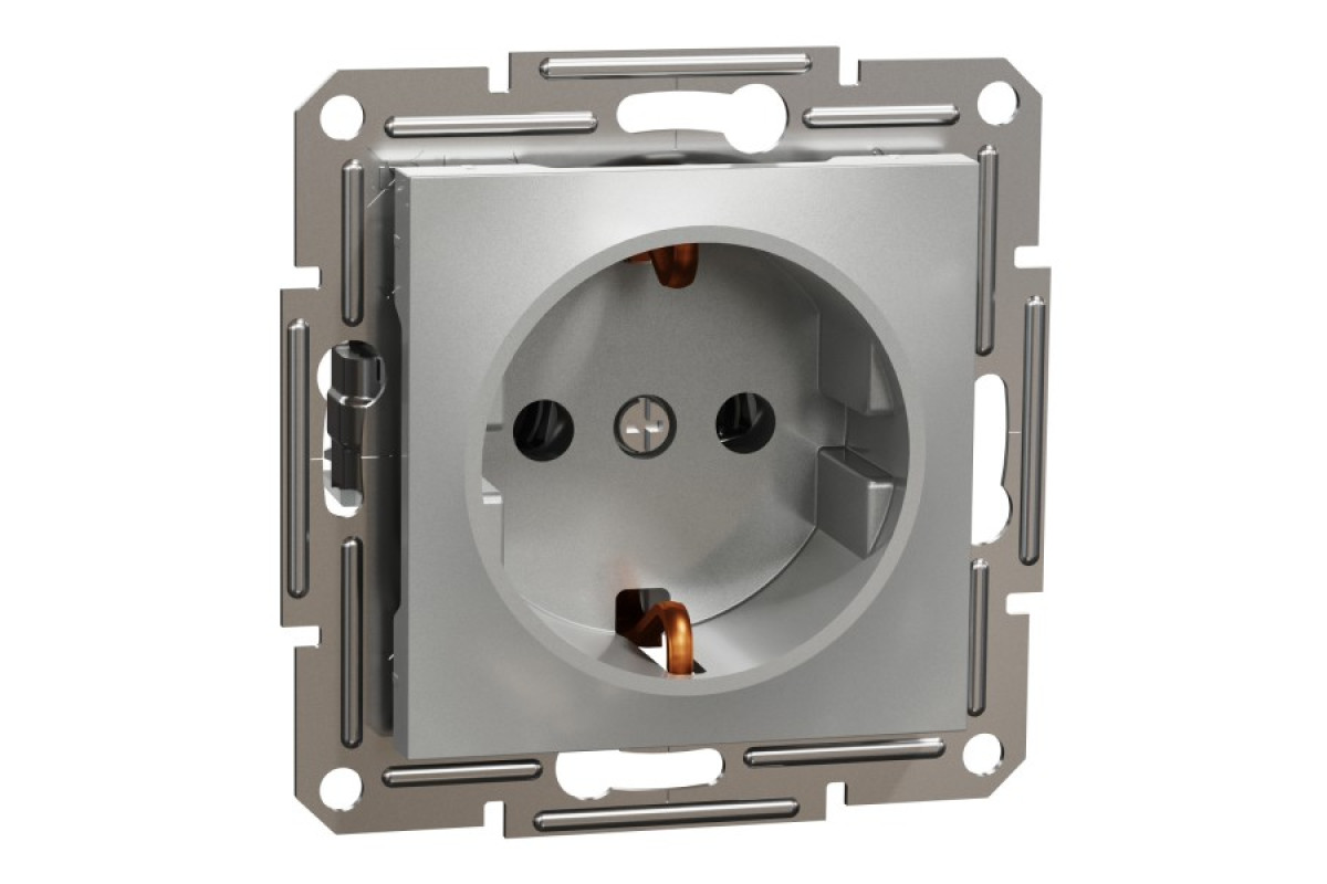 Розетка з заземленням Asfora Алюміній (EPH2900161)