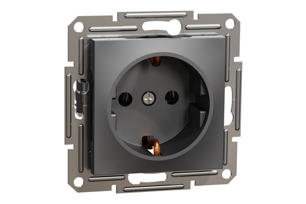 Розетка з заземленням Asfora Антрацит (EPH2900171)