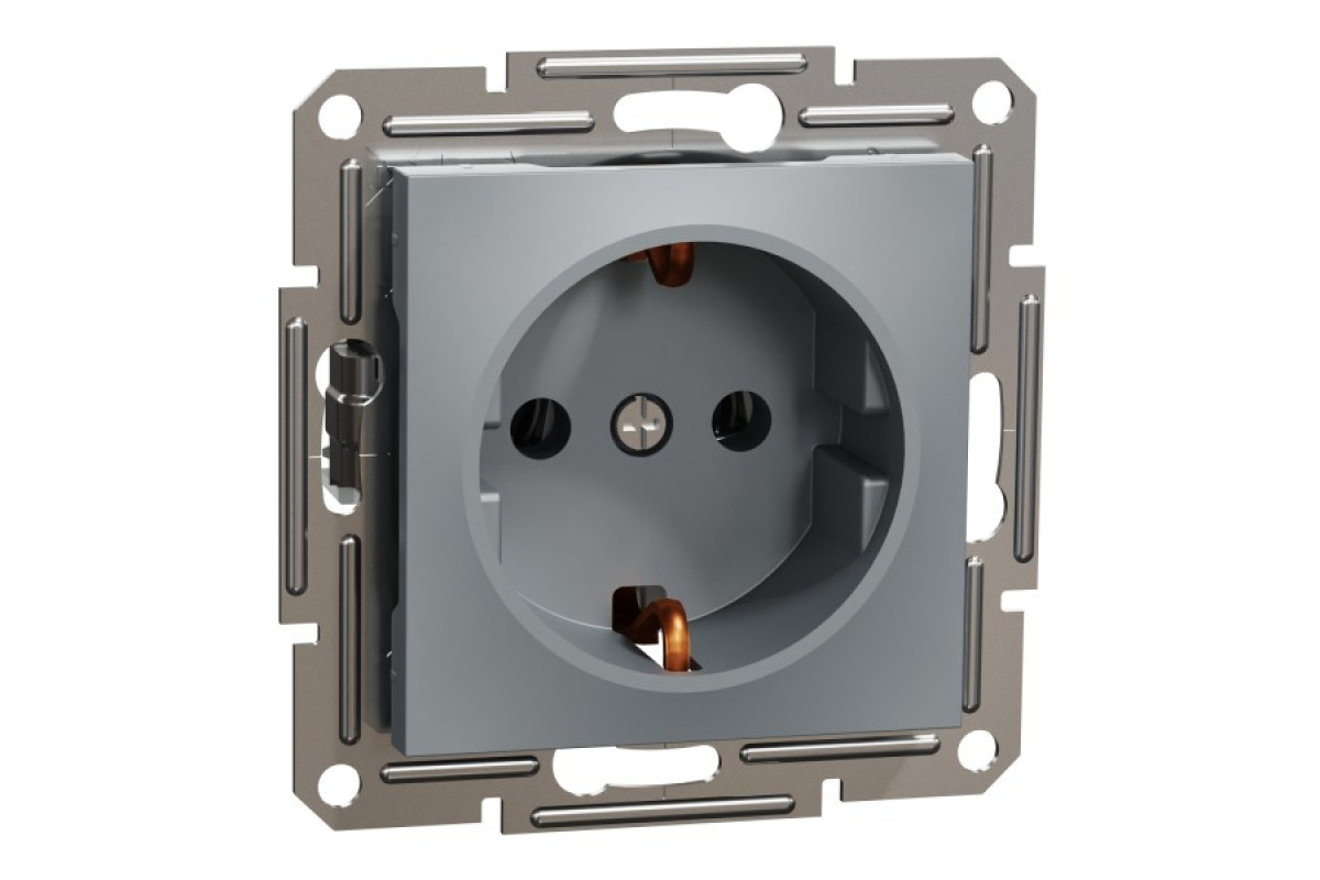 Розетка з заземленням Asfora Сталь (EPH2900162)