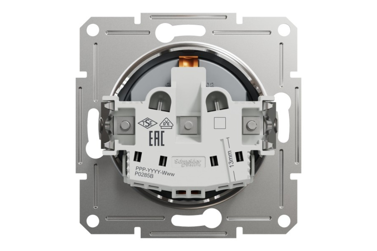 Розетка з заземленням Asfora Сталь (EPH2900162)