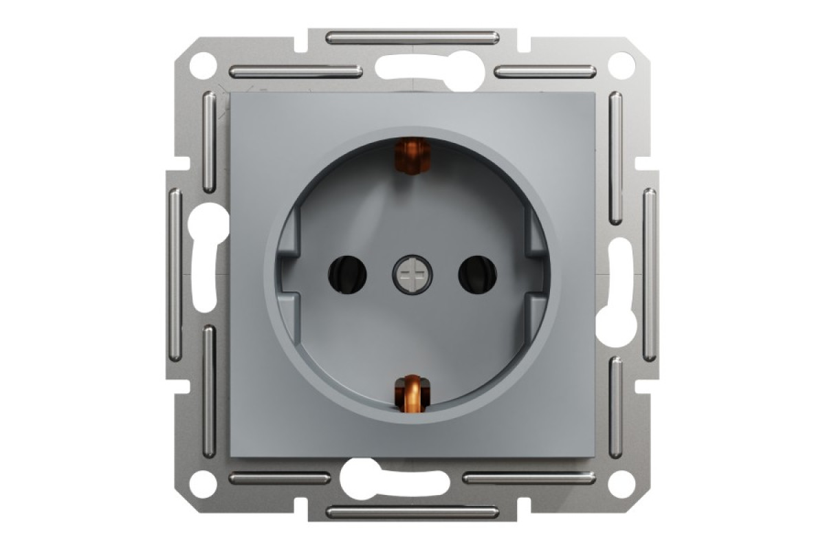 Розетка з заземленням Asfora Сталь (EPH2900162)
