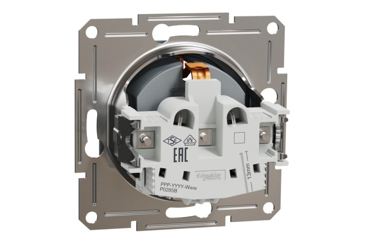 Розетка з заземленням Asfora Сталь (EPH2900162)