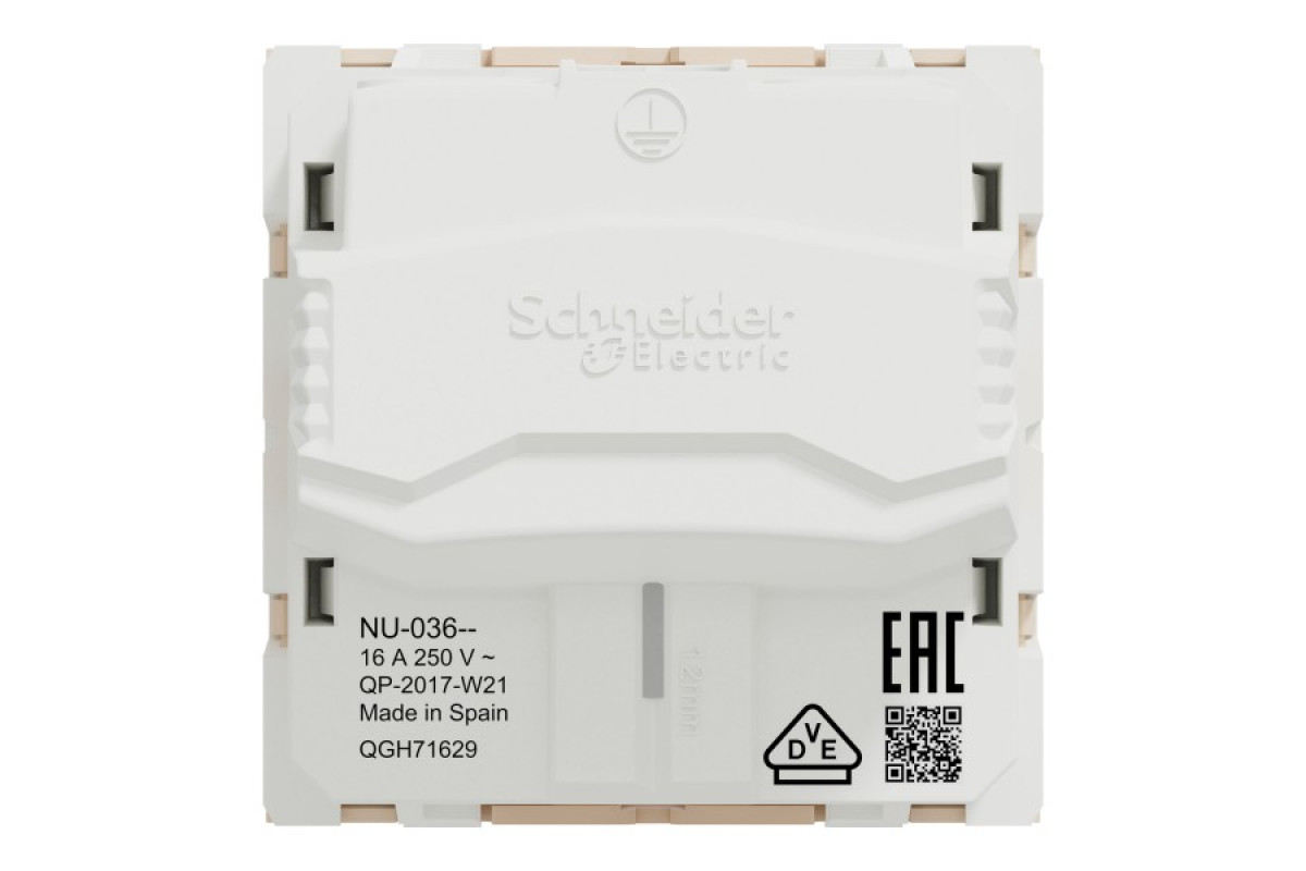 Розетка з заземленням без шторок 16А гвинтовий зажим бежевий (NU303644)