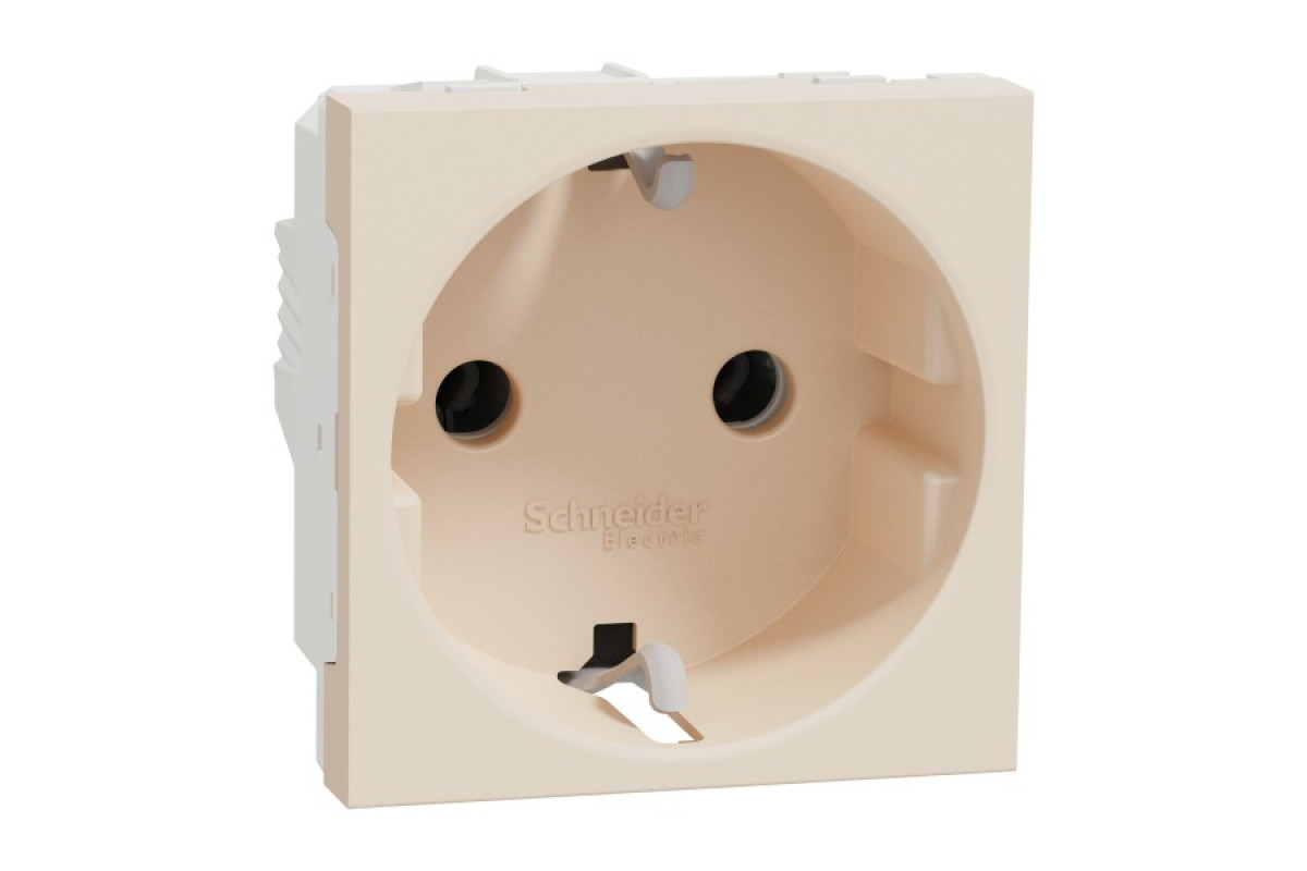 Розетка з заземленням без шторок 16А гвинтовий зажим бежевий (NU303644)