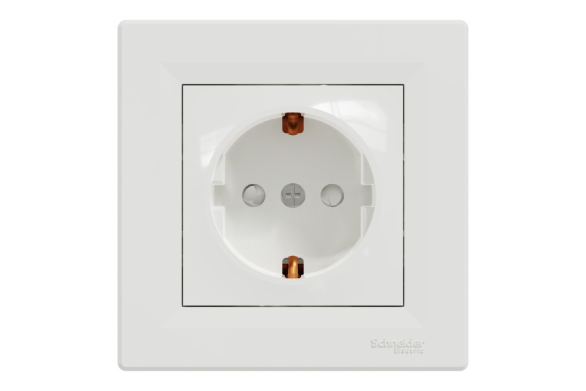 Розетка з заземленням з захисними шторками Біла Asfora (EPH2900221)