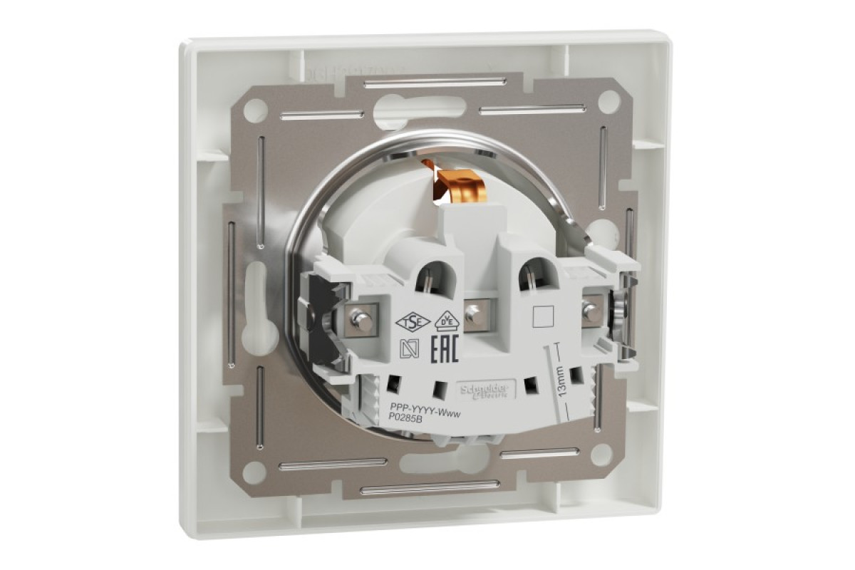 Розетка з заземленням з захисними шторками Біла Asfora (EPH2900221)