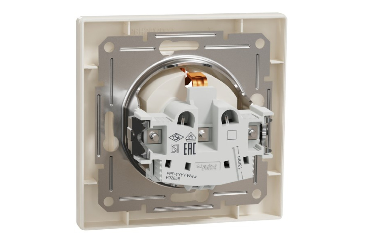 Розетка з заземленням з захисними шторками Крем Asfora (EPH2900223)