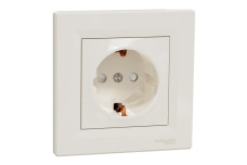 Розетка з заземленням з захисними шторками Крем Asfora (EPH2900223)