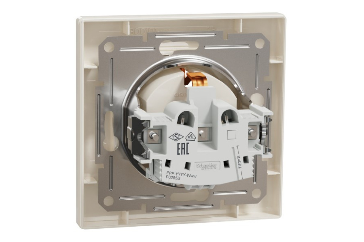 Розетка з заземленням Крем Asfora (EPH2900123)