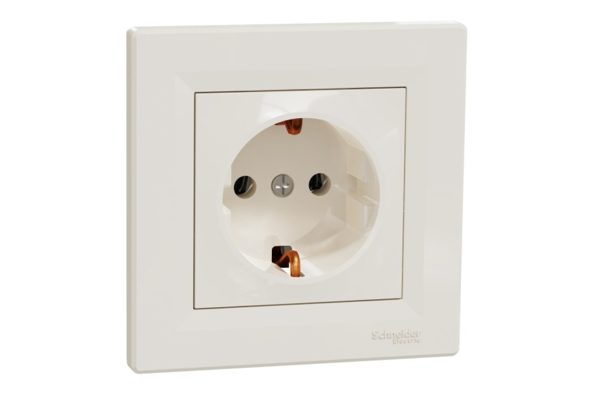 Розетка з заземленням Крем Asfora (EPH2900123)