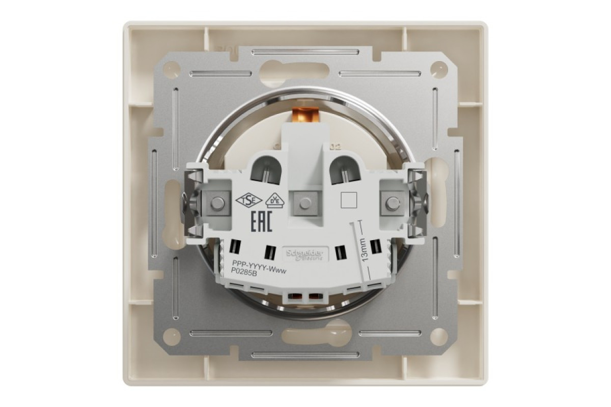 Розетка з заземленням Крем Asfora (EPH2900123)