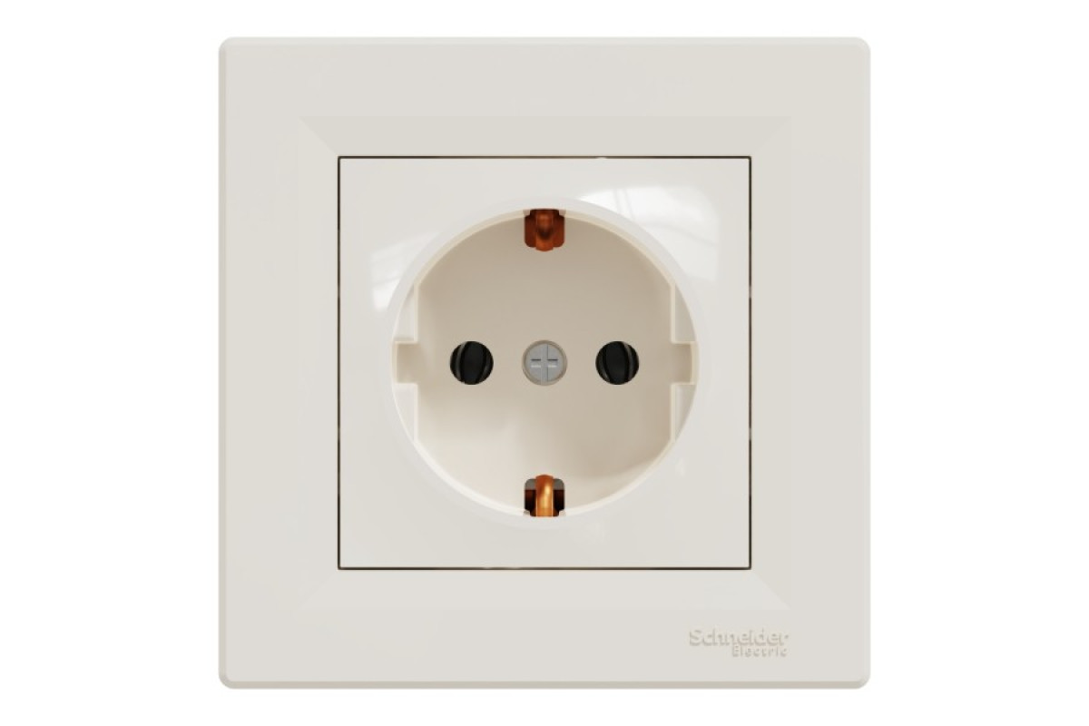 Розетка з заземленням Крем Asfora (EPH2900123)