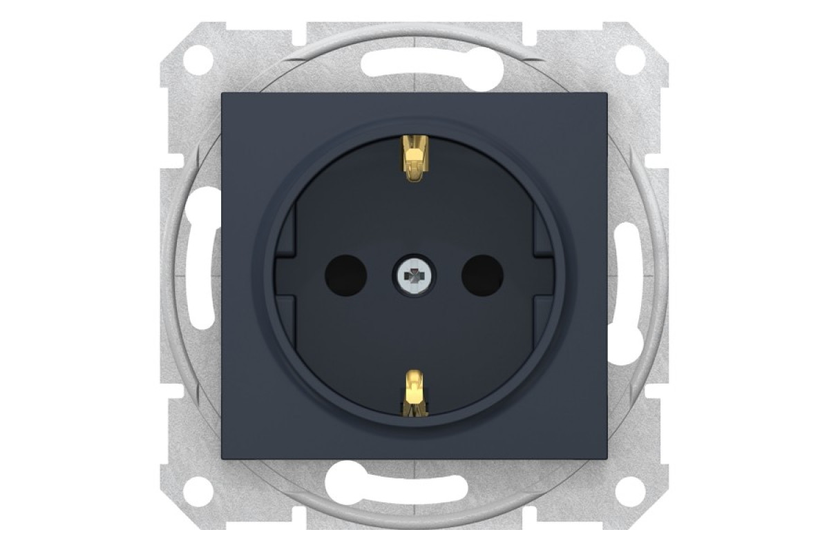Розетка з заземленням та зі шторками Sedna Schneider Electric графіт (SDN3000170)