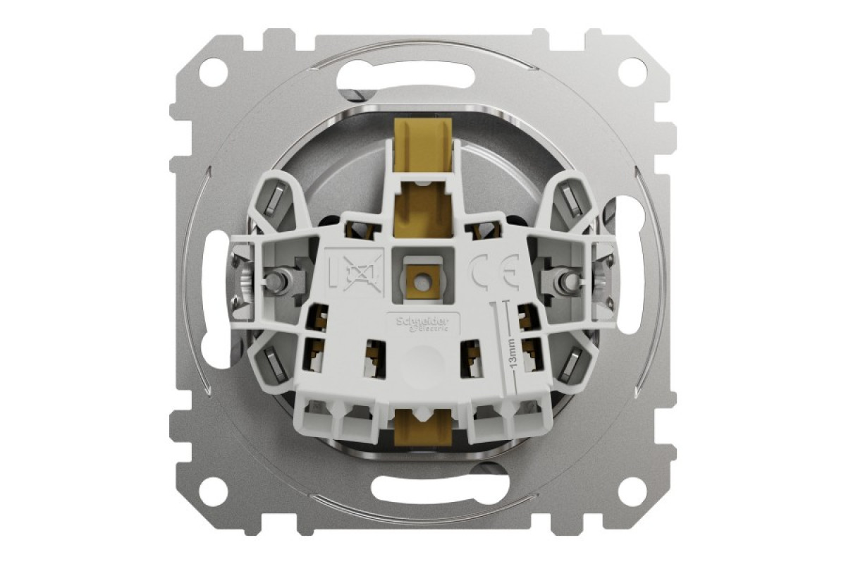 Розетка з заземленням та зі шторками Алюміній Sedna Design (SDD113022)