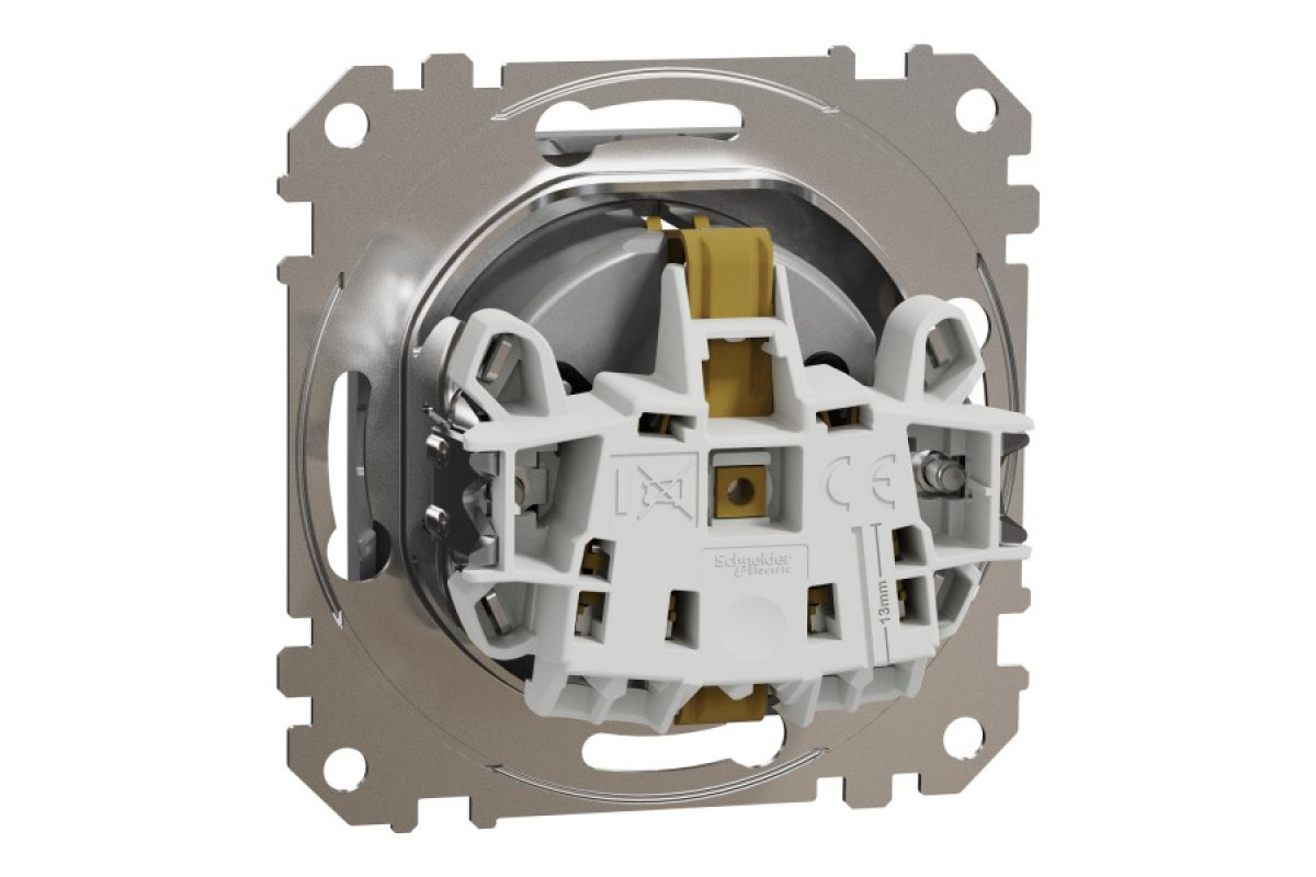 Розетка з заземленням та зі шторками Алюміній Sedna Design (SDD113022)