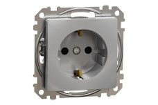 Розетка з заземленням та зі шторками Алюміній Sedna Design (SDD113022)