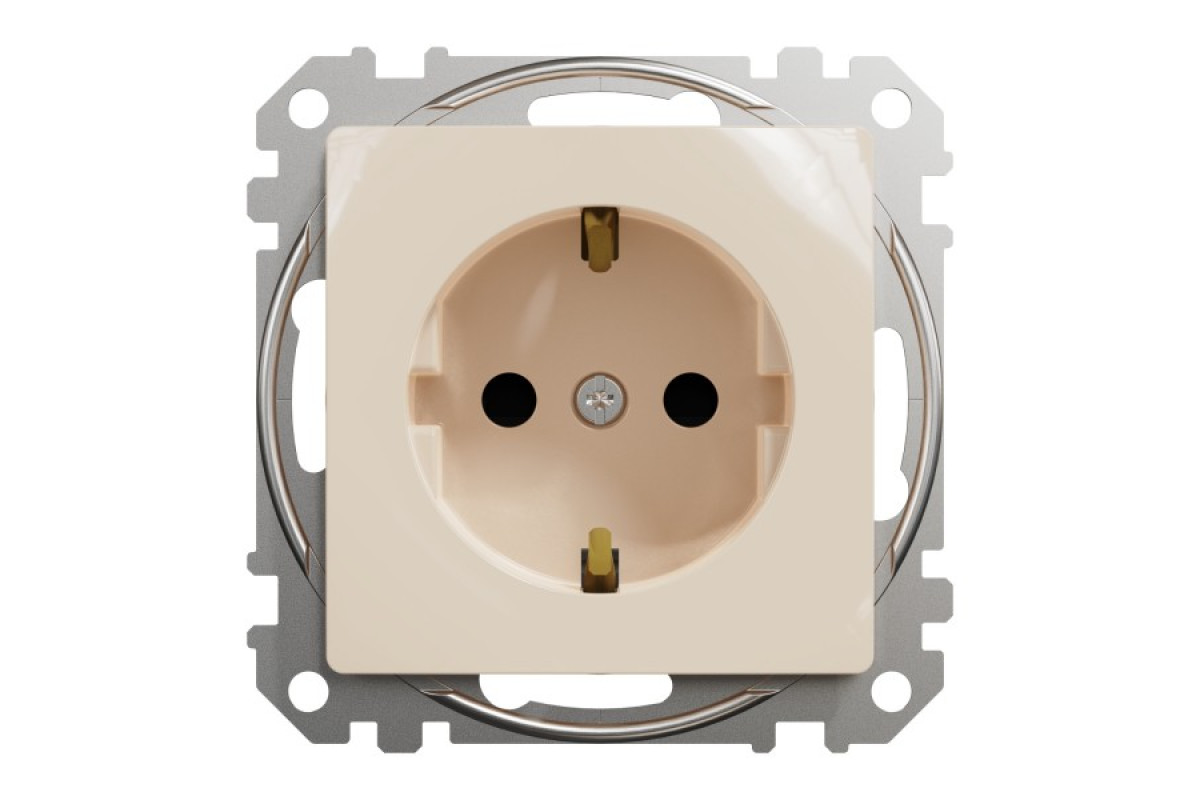 Розетка з заземленням та зі шторками Бежевий Sedna Design (SDD112022)