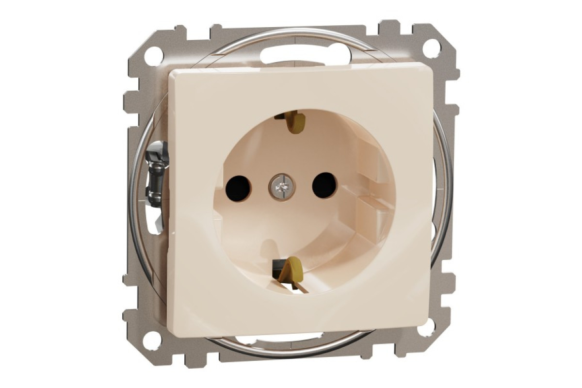 Розетка з заземленням та зі шторками Бежевий Sedna Design (SDD112022)