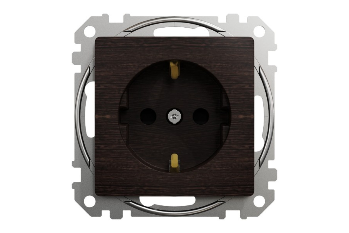 Розетка з заземленням та зі шторками Венге Sedna Element (SDD181022)