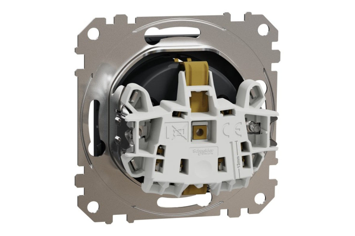 Розетка з заземленням та зі шторками Чорний Sedna Design (SDD114022)