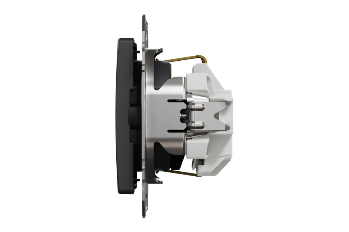 Розетка з заземленням та зі шторками Чорний Sedna Design (SDD114022)