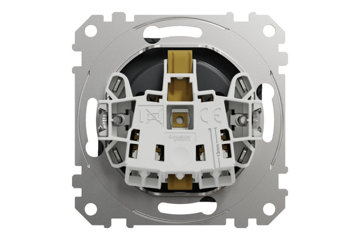 Розетка з заземленням та зі шторками Чорний Sedna Design (SDD114022)