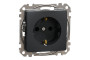 Розетка з заземленням та зі шторками Чорний Sedna Design (SDD114022)