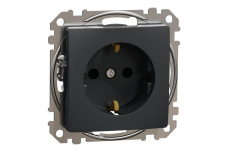 Розетка з заземленням та зі шторками Чорний Sedna Design (SDD114022)