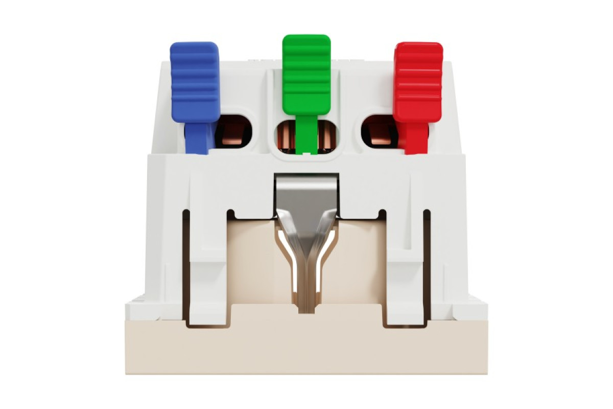 Розетка з заземленням та шторками, 16А, самозатискні клеми, бежева Unica New (NU305744)