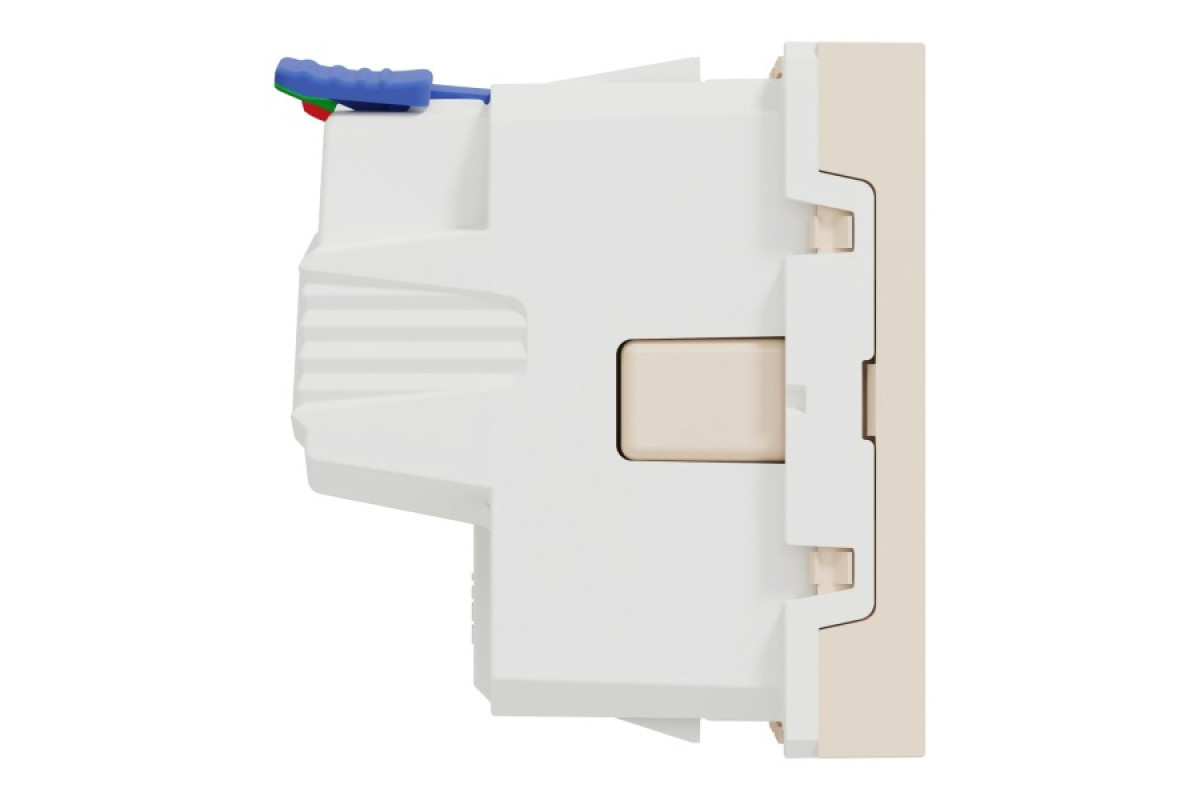 Розетка з заземленням та шторками, 16А, самозатискні клеми, бежева Unica New (NU305744)