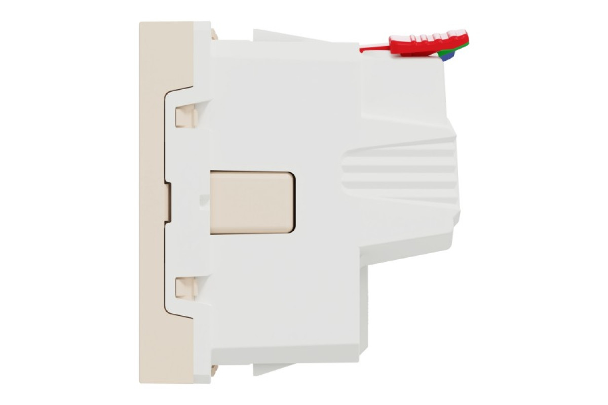 Розетка з заземленням та шторками, 16А, самозатискні клеми, бежева Unica New (NU305744)