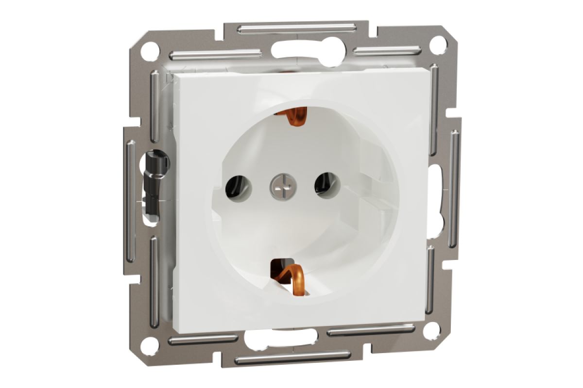 Розетка з заземленням, білий, Asfora, без рамки (EPH2970121)