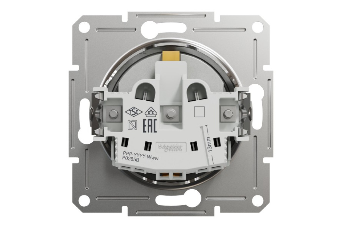 Розетка з заземленням, з захисними шторками Asfora Алюміній (EPH2900261)