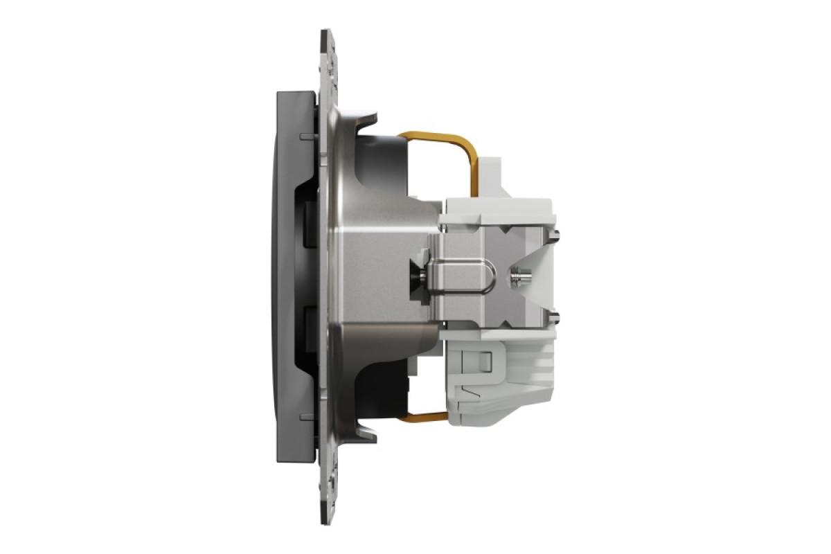 Розетка з заземленням, з захисними шторками Asfora Антрацит (EPH2900271)