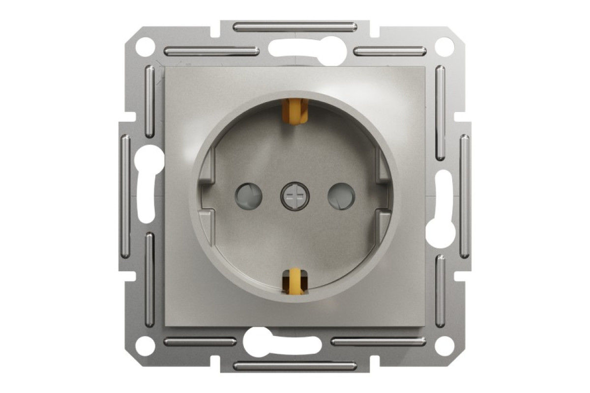 Розетка з заземленням, з захисними шторками Asfora Бронза (EPH2900269)