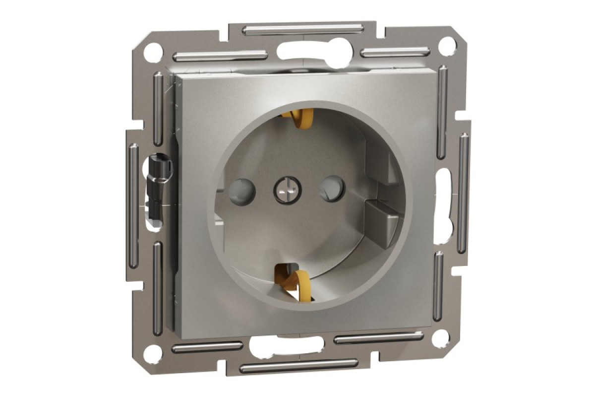 Розетка з заземленням, з захисними шторками Asfora Бронза (EPH2900269)