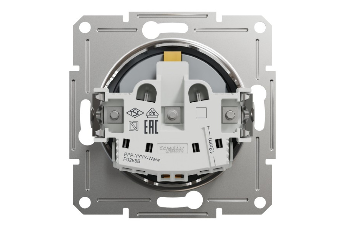 Розетка з заземленням, з захисними шторками Asfora Сталь (EPH2900262)