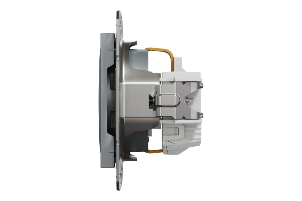 Розетка з заземленням, з захисними шторками Asfora Сталь (EPH2900262)