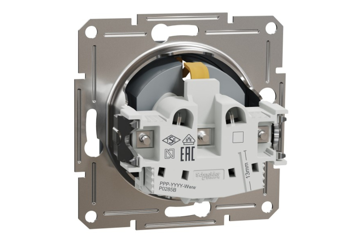 Розетка з заземленням, з захисними шторками Asfora Сталь (EPH2900262)