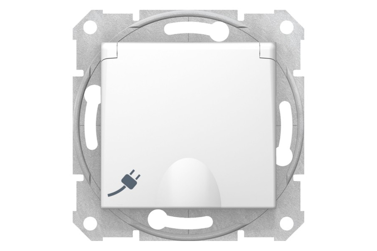 Розетка з заземленням, зі шторками та кришкою Sedna Schneider Electric білий (SDN3100121)