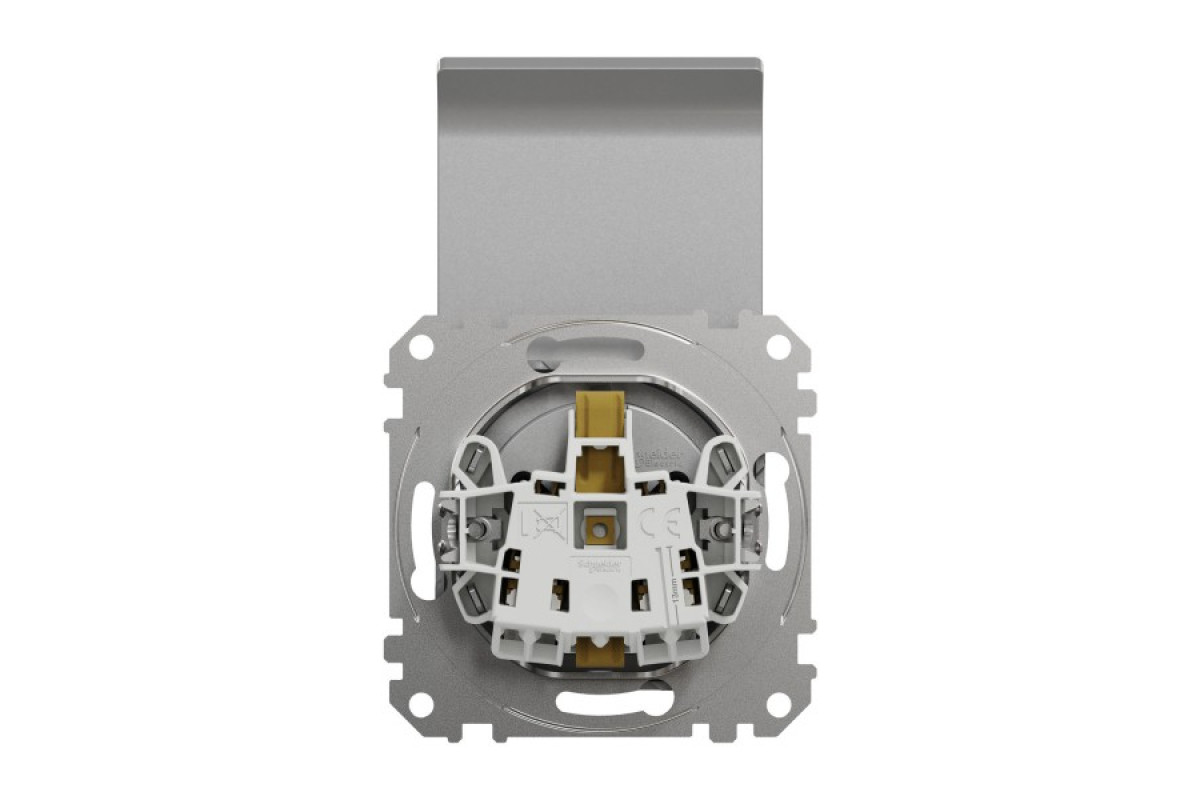 Розетка з заземленням, зі шторками та кришкою Алюміній Sedna Design (SDD113024)