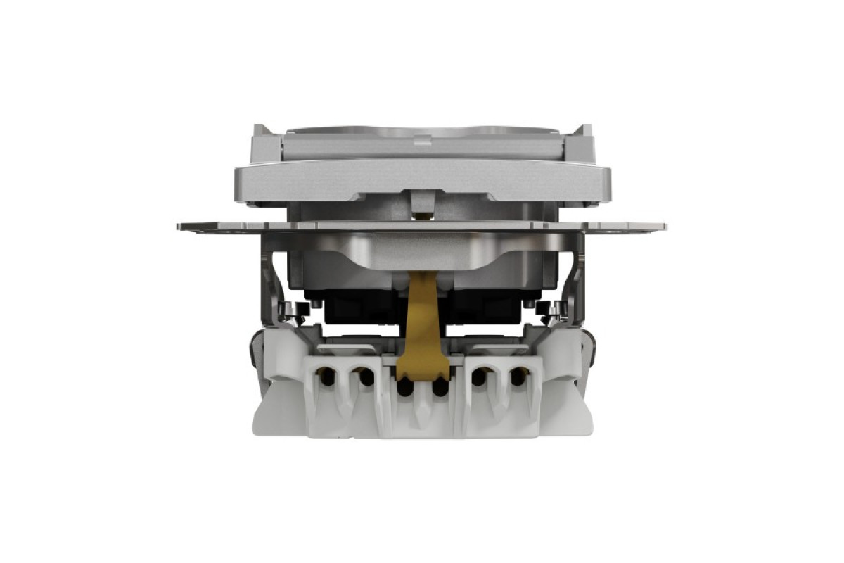 Розетка з заземленням, зі шторками та кришкою Алюміній Sedna Design (SDD113024)