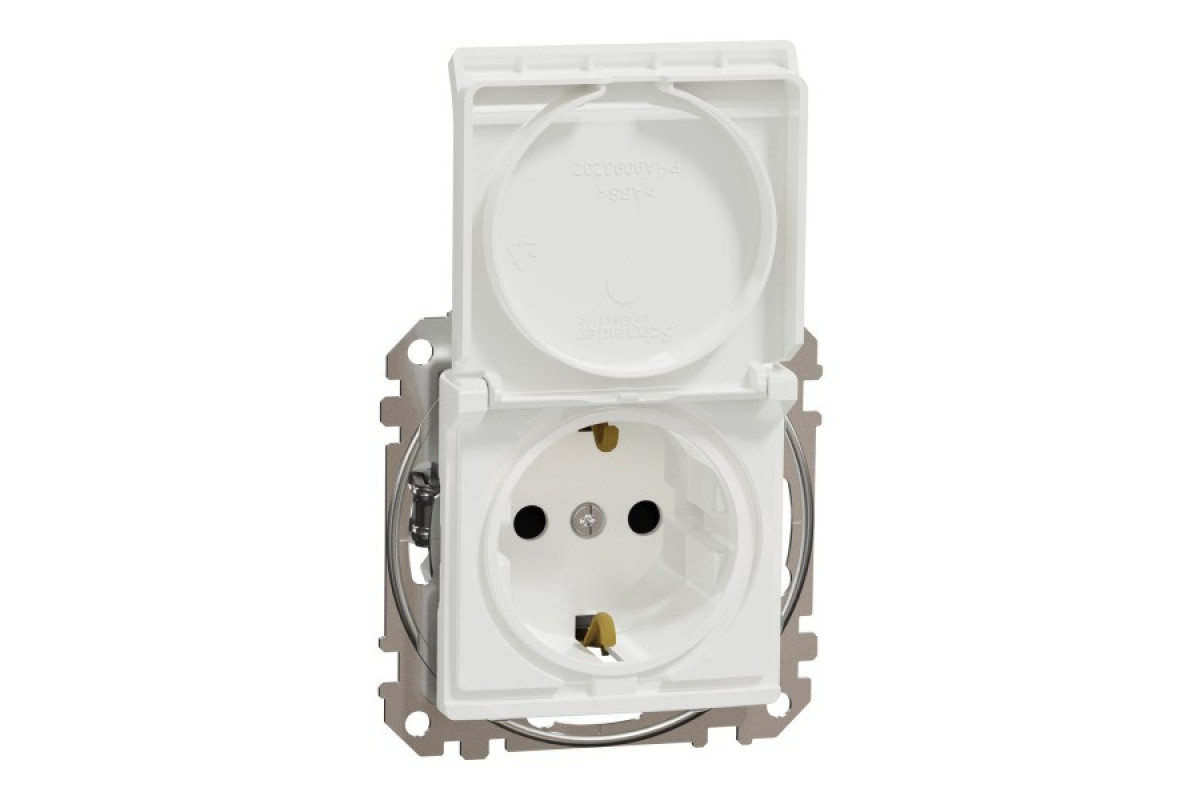 Розетка з заземленням, зі шторками та кришкою Білий Sedna Design (SDD111024)