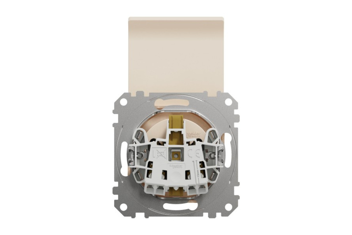 Розетка з заземленням, зі шторками та кришкою Бежевий Sedna Design (SDD112024)