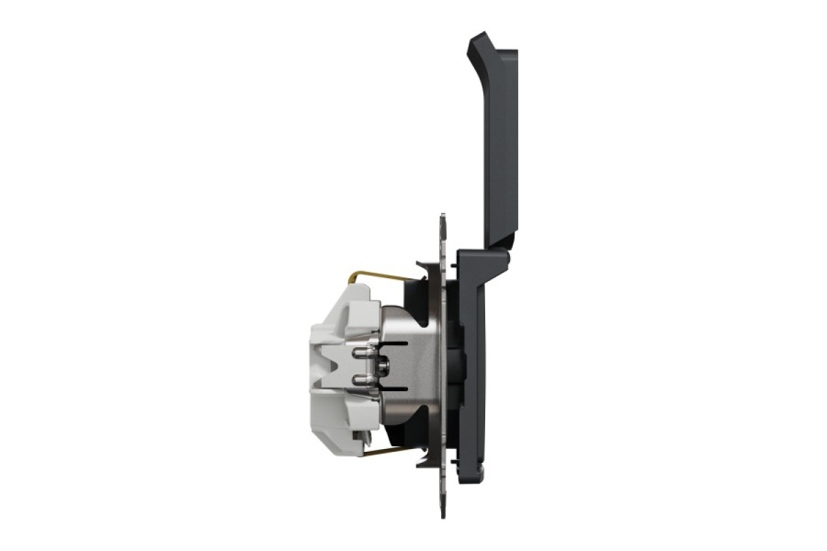 Розетка з заземленням, зі шторками та кришкою Чорний Sedna Design (SDD114024)