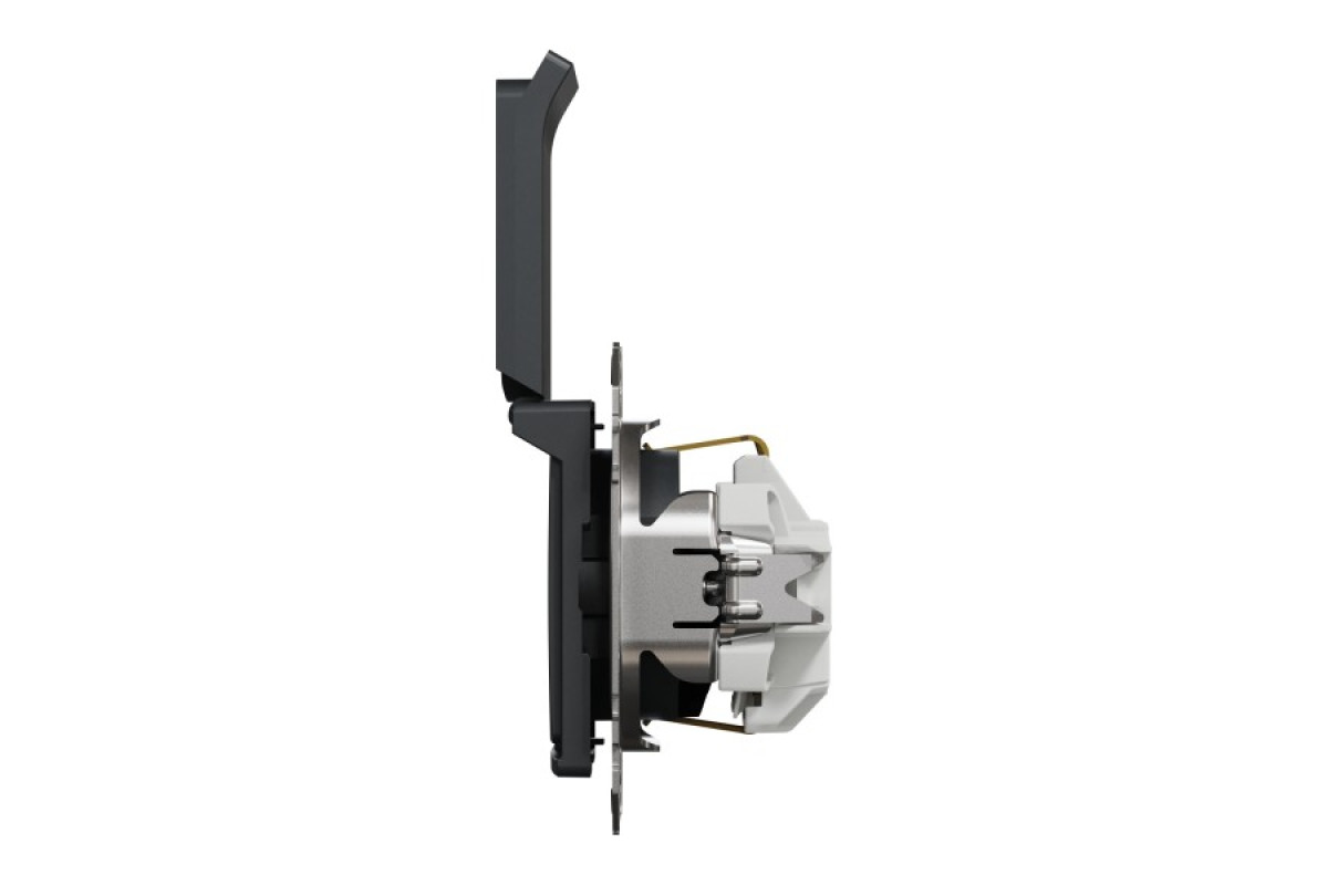 Розетка з заземленням, зі шторками та кришкою Чорний Sedna Design (SDD114024)