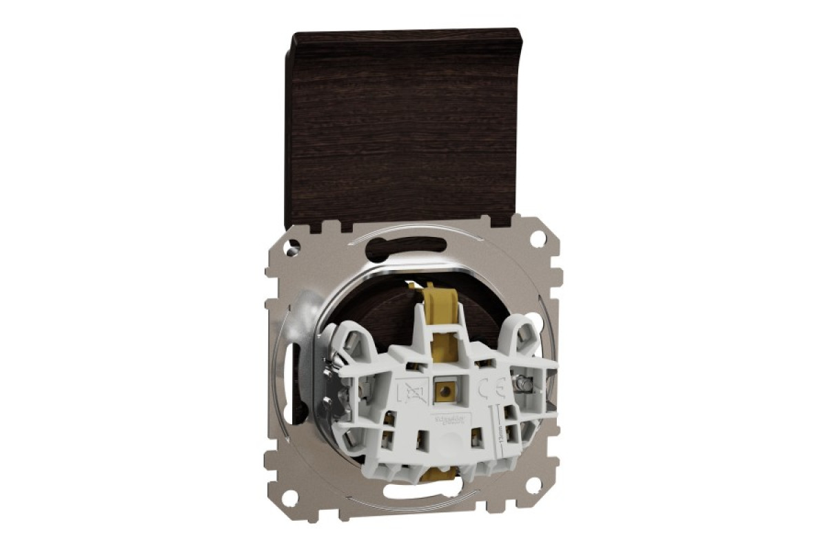 Розетка з заземленням, шторками та кришкою, Венге Sedna Elements (SDD181024)