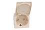 Розетка з заземленням, шторками та кришкою, гвинтові зажими, бежева Unica New (NU303744TA)